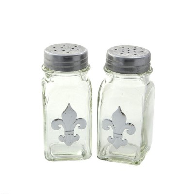 181111-FDL CLEAR SALT & PEPPER GLASS SET W/ FDL